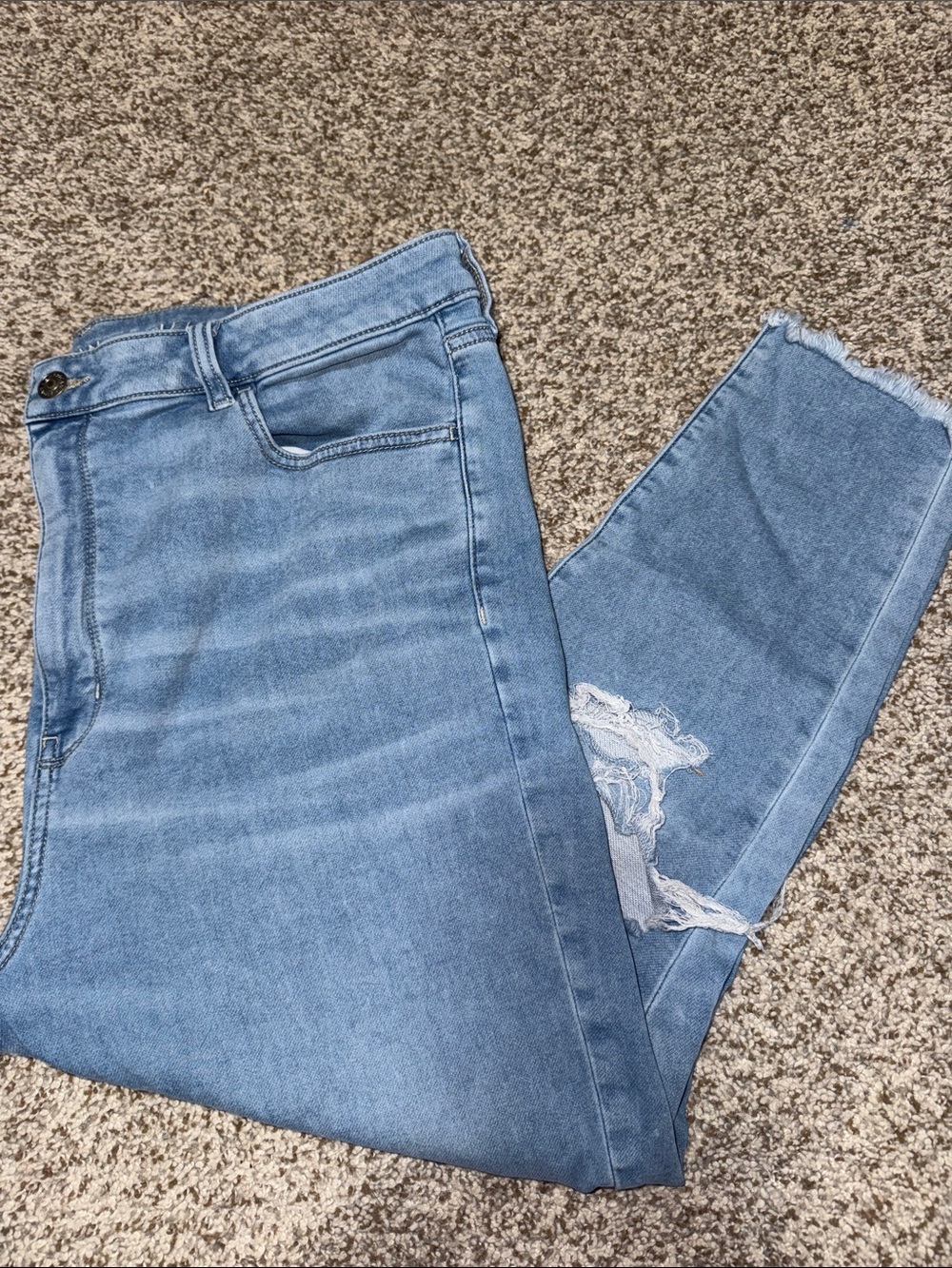 American Eagle Light Blue Distressed Highest-Rise Jeggings
